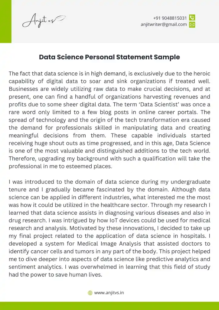 personal statement examples for graduate school data science