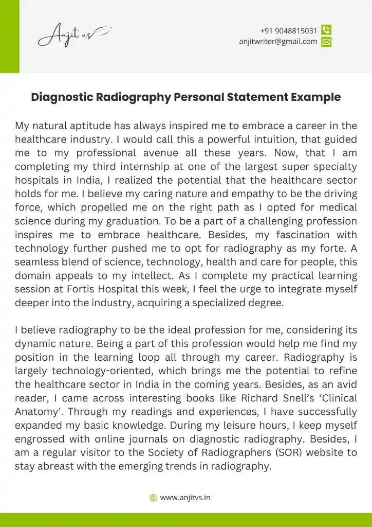 Diagnostic Radiography Personal Statement Example 1 1