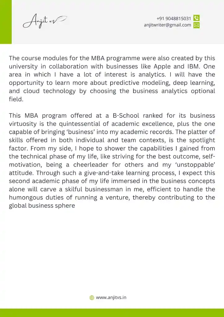 personal statement for an mba