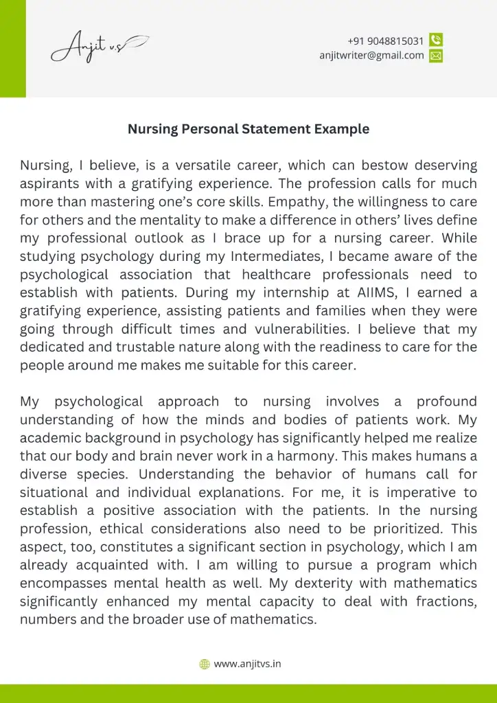 Nursing Personal Statement Example 1 1