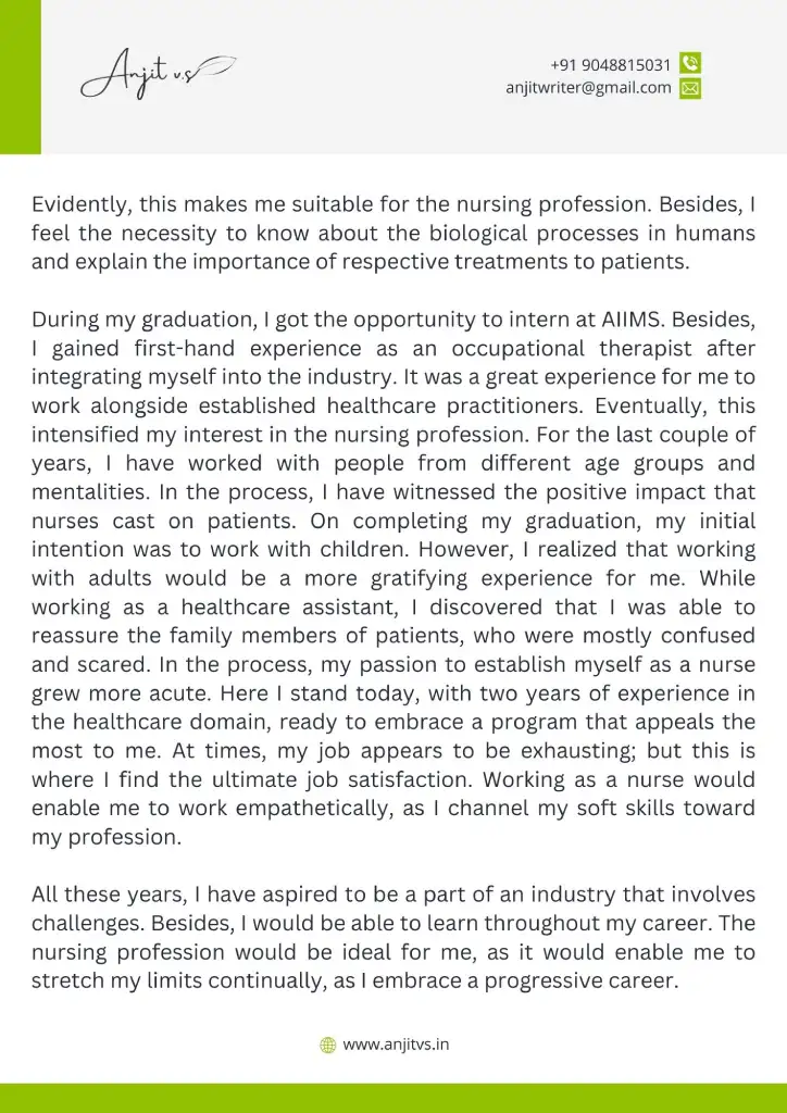 Nursing Personal Statement Example 2 1