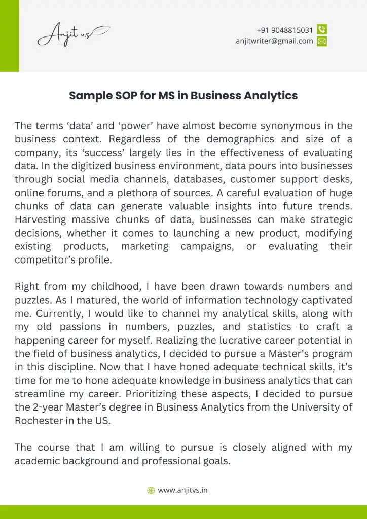 Sample SOP for MS in Business Analytics1 1