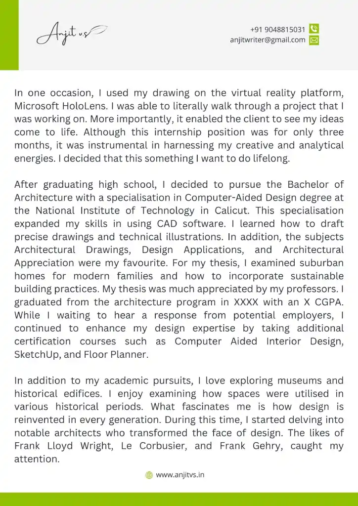 personal statement sample for interior design