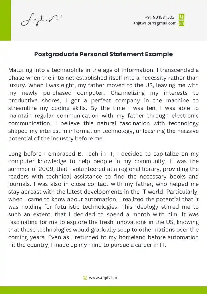 master's degree personal statement examples