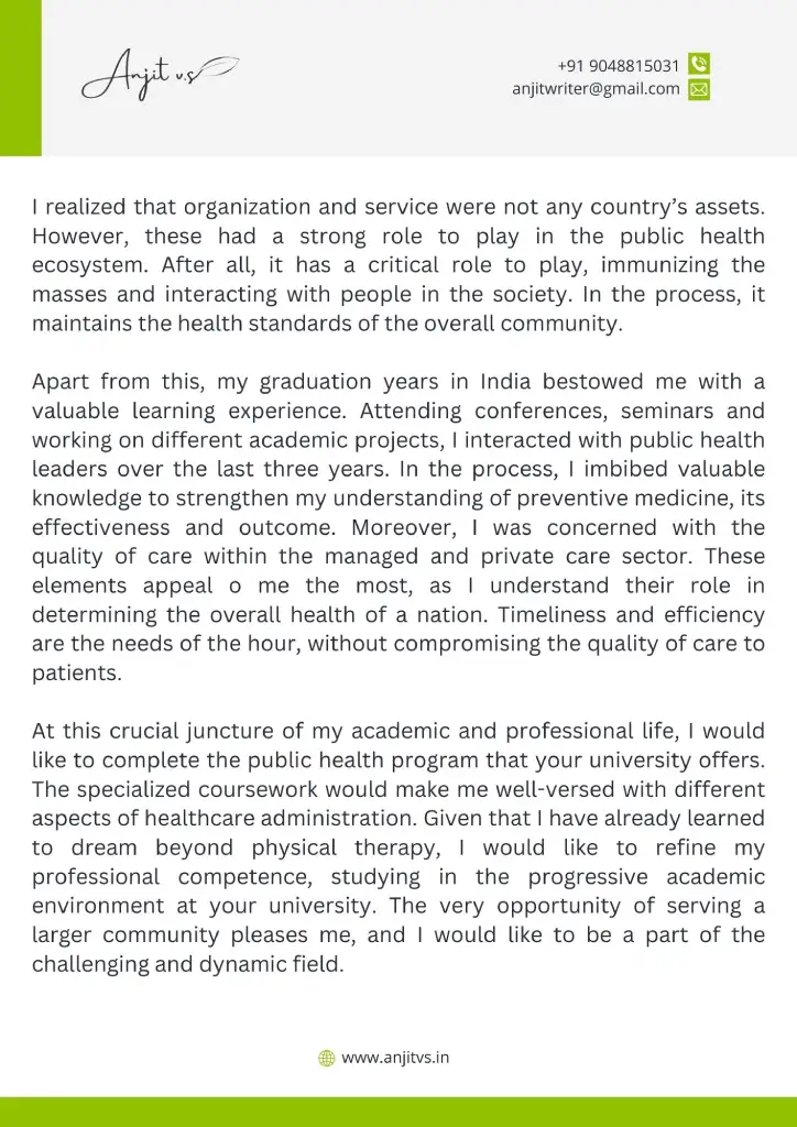 personal statement medical school mph