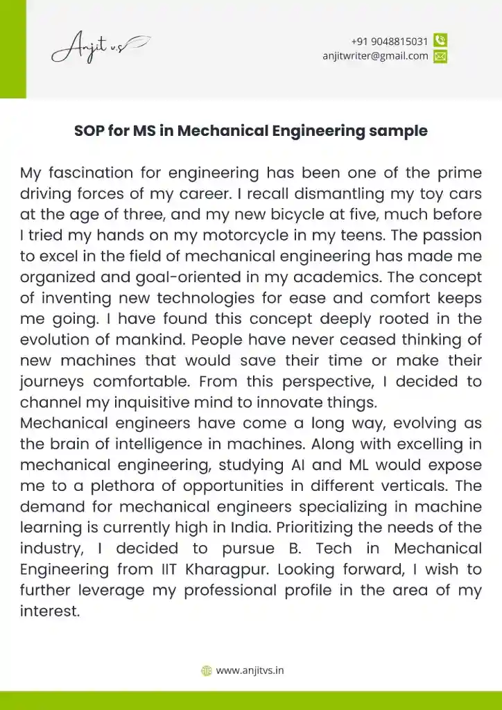 personal statement for masters in mechanical engineering pdf