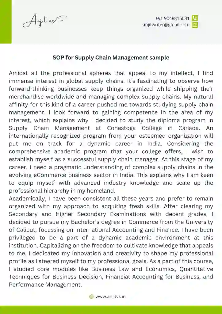 SOP for Supply Chain Management sample1