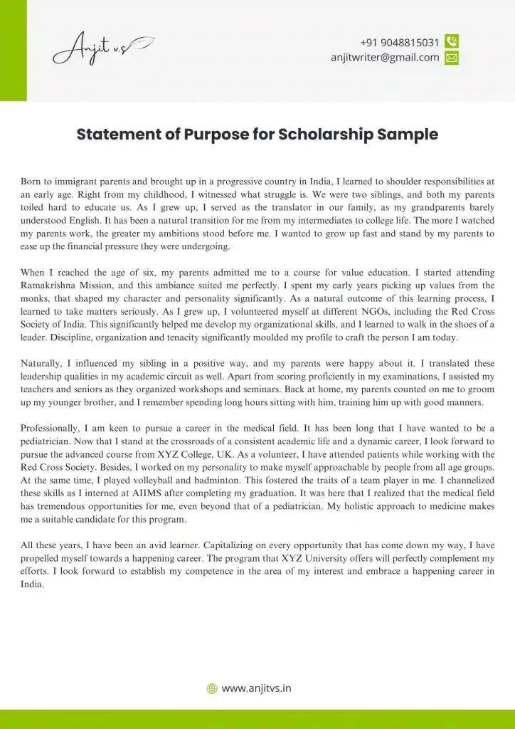Statement Of Purpose Sop For Scholarship Format Examples And Hot Sex 