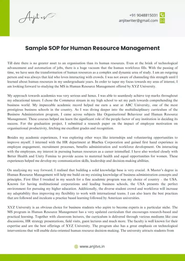 Sop For Human Resource Management Free Sample Pdf 2024 Hot Sex Picture