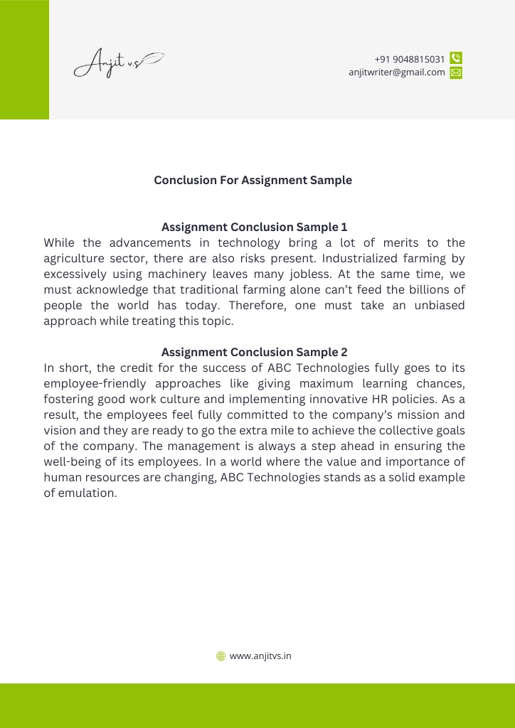 assignment conclusion sample
