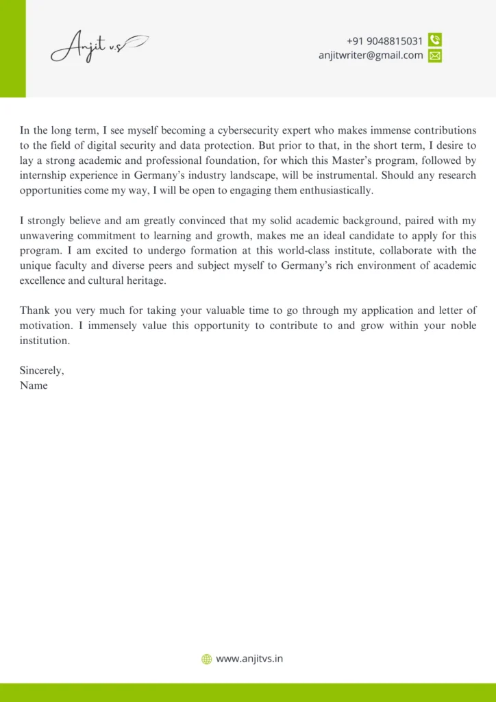 LOM for Masters in Germany Sample - 2