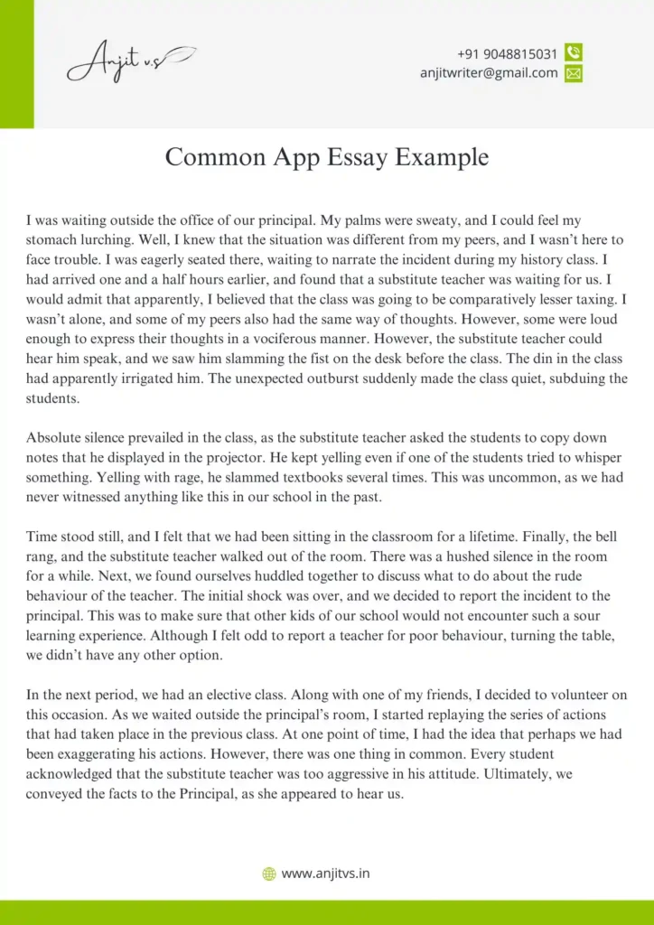 common app essay sample 1