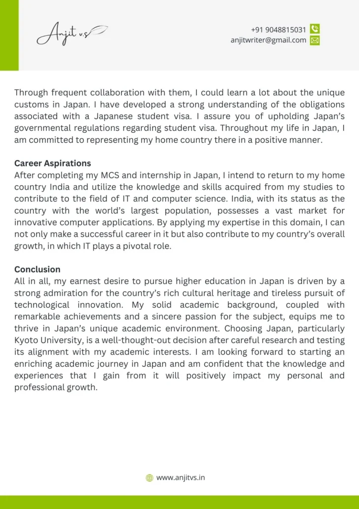 Sample SOP for Japan 3