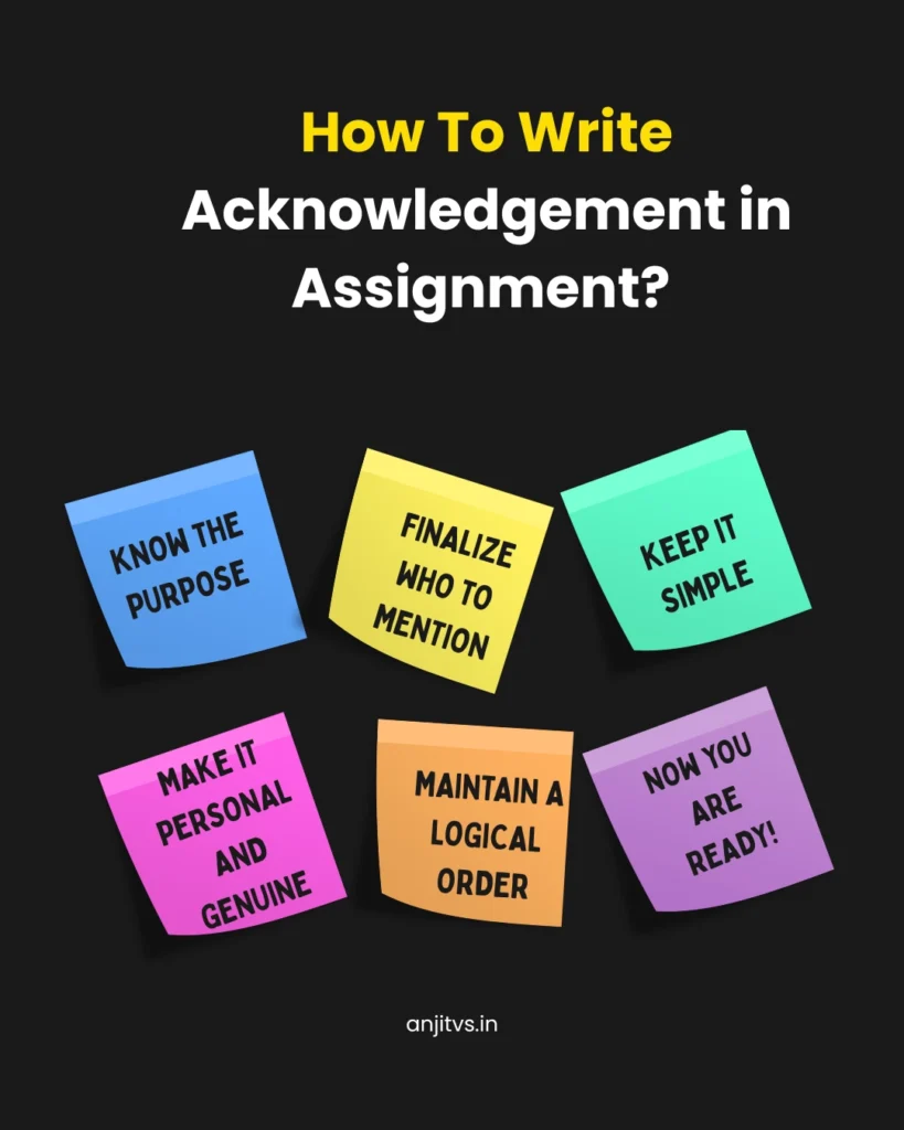 how to write acknowledgement for assignment