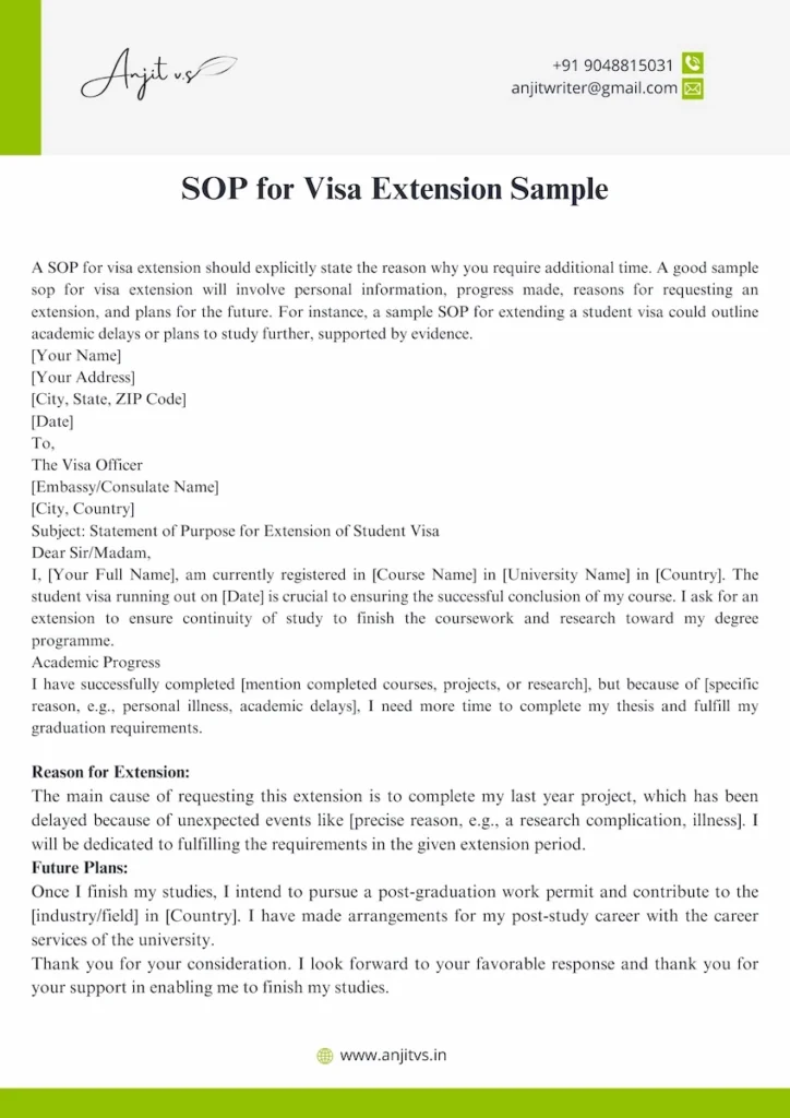 sop visa extension