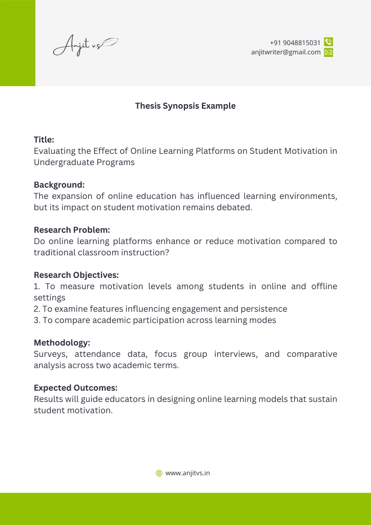 thesis synopsis example