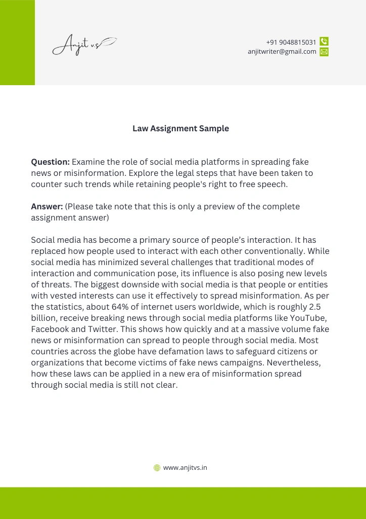 law assignment sample